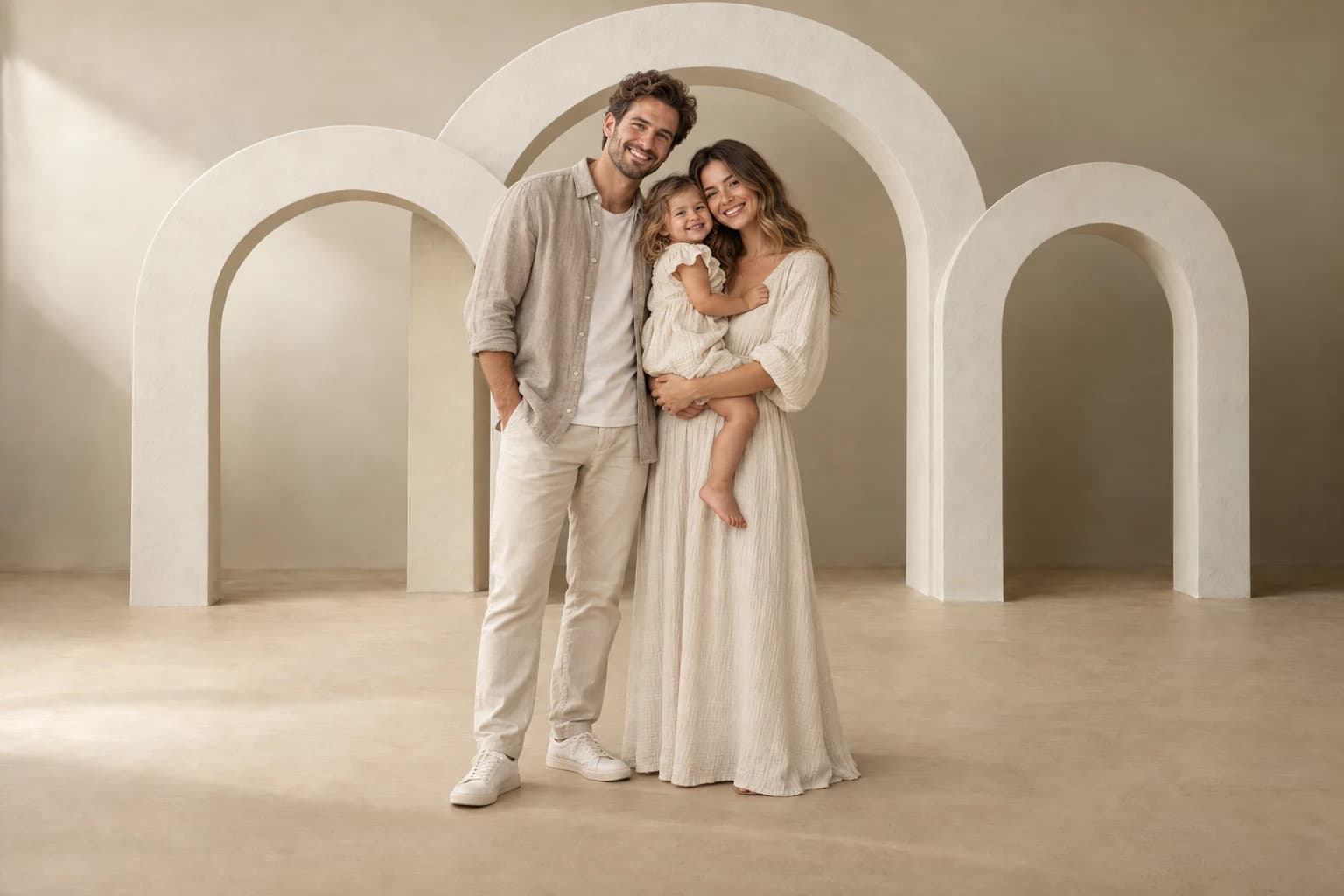 Space for the whole family: portrait example using an included background