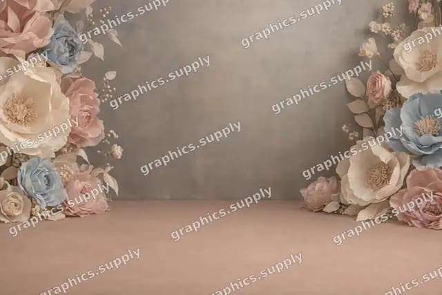 Paper flower theatre — watermarked background preview